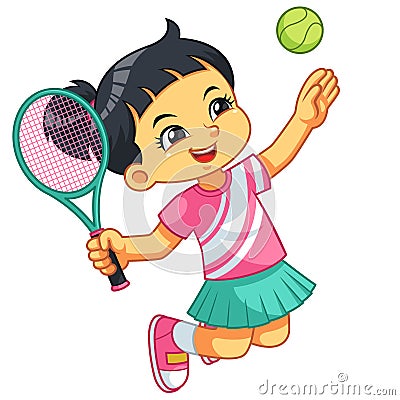 Tennis Girl Jump Smash Stock Photo