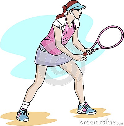 Tennis girl vector illustration Vector Illustration