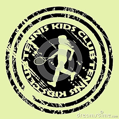 Tennis kids club icon with girl silhouette Vector Illustration