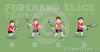 Tennis Motion Forehand Slice Boy Vector Illustration Vector Illustration