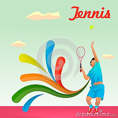 Tennis player delivers pitch Vector Illustration