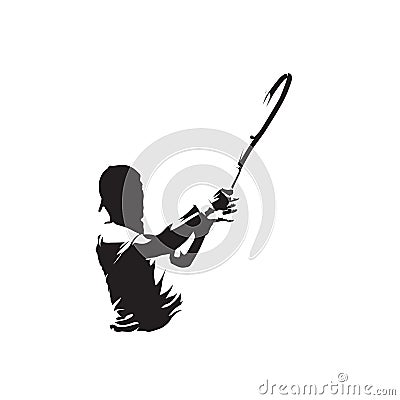 Tennis player, forehand shot. Abstract isolated vector illustration. Tennis logo Vector Illustration