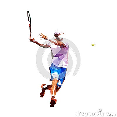 Tennis player low poly vector illustration Vector Illustration