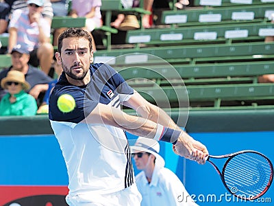 Tennis player Marin Cilic preparing for the Australian Open at the Kooyong Classic Exhibition tournament Editorial Stock Photo