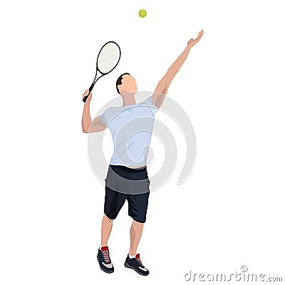 Tennis player with ball and racket, vector flat isolated illustration Vector Illustration