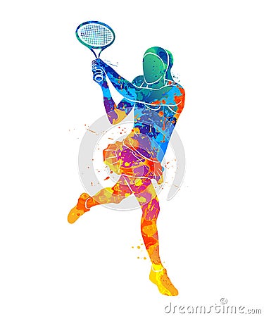 Tennis player, silhouette Vector Illustration