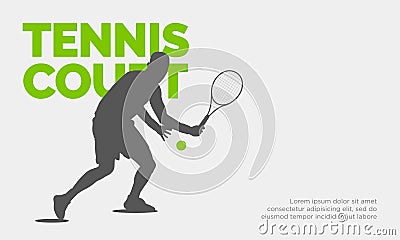 Tennis player silhouette banner vector illustration. Vector Illustration