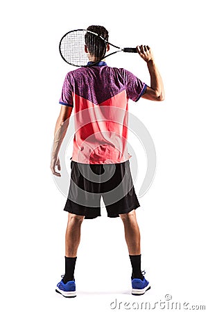 Tennis players back rear view Stock Photo