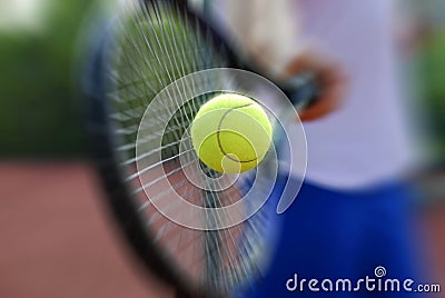 Tennis racket and ball Stock Photo