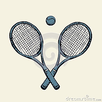 Tennis racket and ball. Vector drawing Vector Illustration