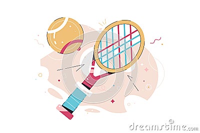 Tennis racket with tennisball. Colorful Vector illustration for web banner, presentations, social networks Vector Illustration