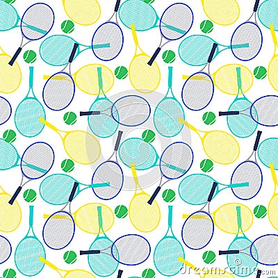 Tennis rackets and balls Vector Illustration