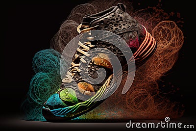 Tennis shoes colored with smoky effect, AI generated Cartoon Illustration