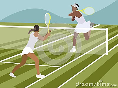 Tennis, sports game. In minimalist style Cartoon flat Vector Vector Illustration