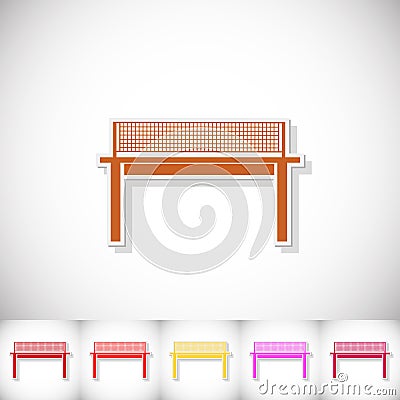 Tennis table. Flat sticker with shadow on white background Vector Illustration