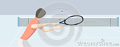 Tennis, two tennis players playing, flat design vector illustration Vector Illustration