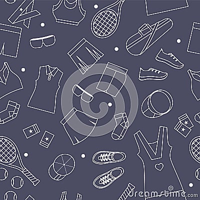 Tennis Women Apparel Pattern. Vector Illustration