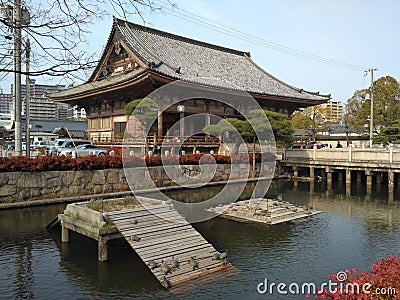 Tennoji temple with the pond Stock Photo