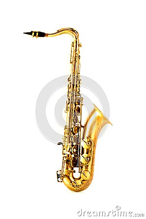 Tenor sax golden saxophone isolated on white Stock Photo