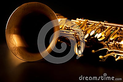Tenor sax golden saxophone macro selective focus Stock Photo
