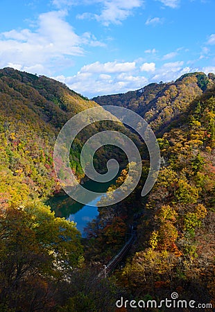 Tenryu river in Autumn, in Nagano, Japan Stock Photo