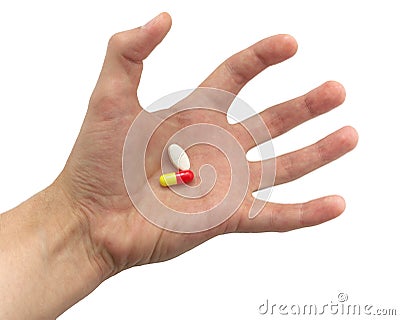 Tense hand with pills Stock Photo