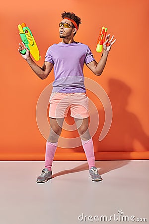 tensed african american guy in sunglasses Stock Photo