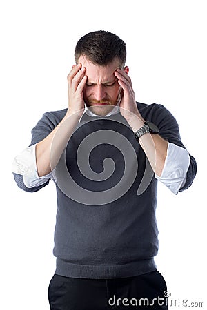 Tensed man with burnout Stock Photo
