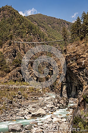 Tensing Hillary Swinging Bridge Stock Photo