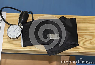 Tensiometer prepared to be used by the doctor to take vital signs to his patients Stock Photo
