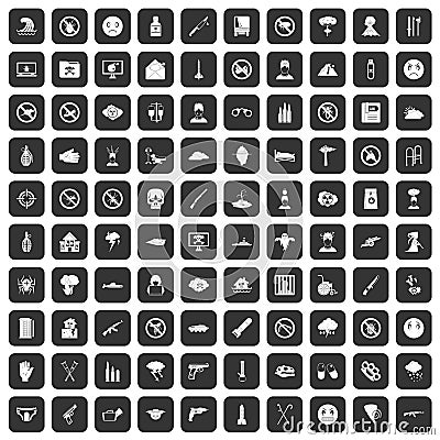 100 tension icons set black Vector Illustration