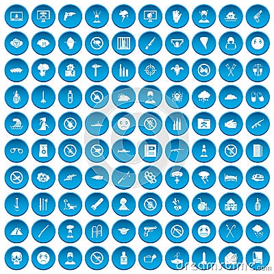 100 tension icons set blue Vector Illustration