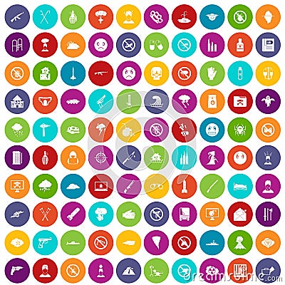 100 tension icons set color Vector Illustration