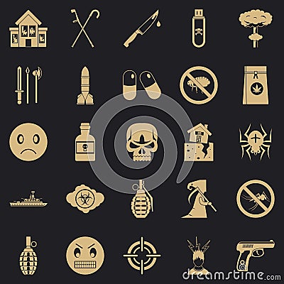 Tension icons set, simple style Vector Illustration