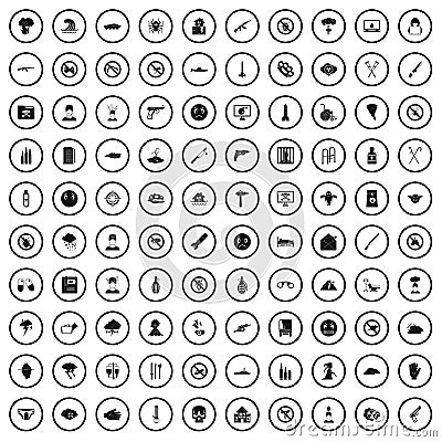 100 tension icons set, simple style Vector Illustration