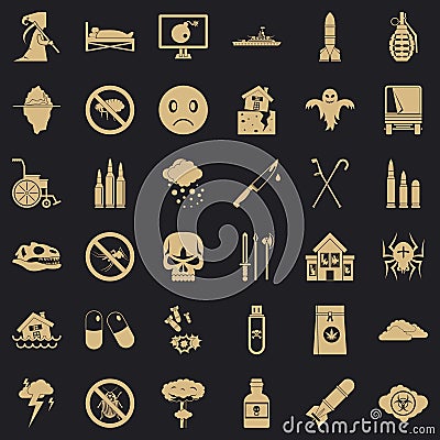 Tension icons set, simple style Vector Illustration