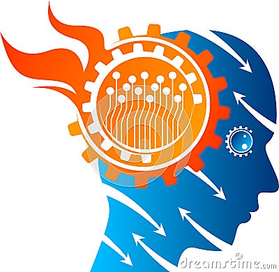 Tension mind gear logo Vector Illustration