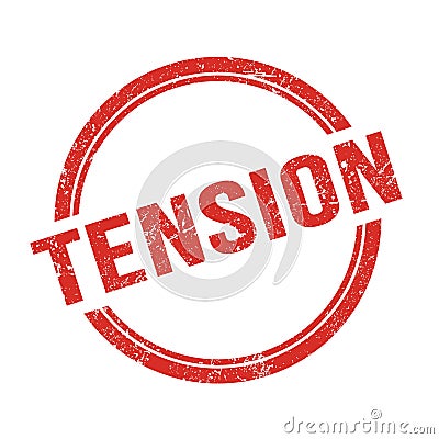 TENSION text written on red grungy round stamp Stock Photo
