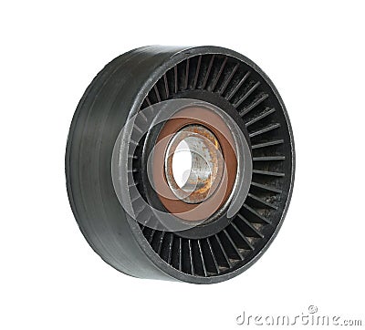 Tensioner roller of engine belt Stock Photo