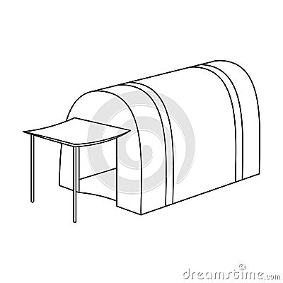 Tent with awning.Tent single icon in outline style vector symbol stock illustration web. Vector Illustration