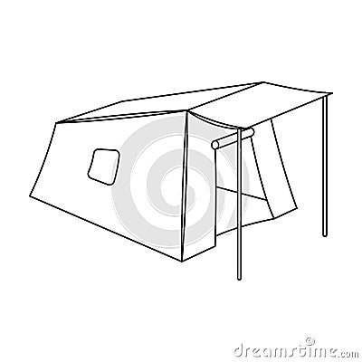 Tent with awning.Tent single icon in outline style vector symbol stock illustration web. Vector Illustration