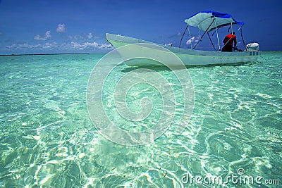 tent the blue lagoon relax and boat sian kaan in mexico Stock Photo