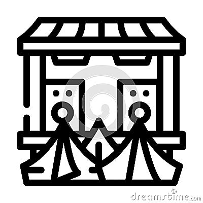 tent camp near stage line icon vector illustration Vector Illustration