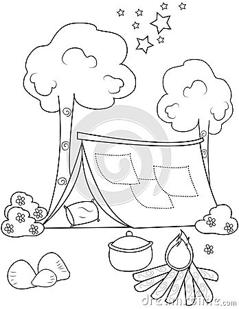 Tent coloring page Stock Photo