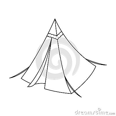 Tent cone.Tent single icon in outline style vector symbol stock illustration web. Vector Illustration