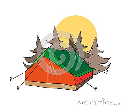 Tent in Forest Stock Photo