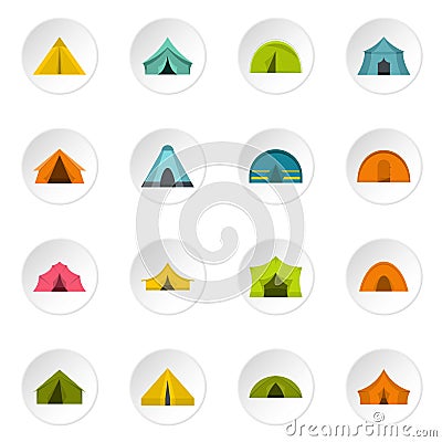 Tent forms icons set in flat style Vector Illustration