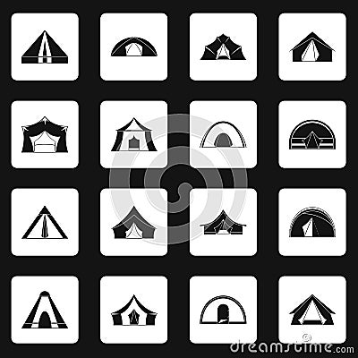 Tent forms icons set squares vector Vector Illustration