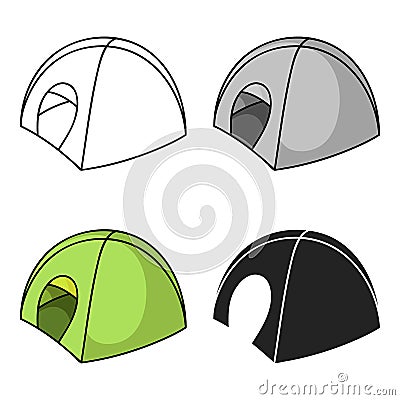 Tent icon in cartoon style isolated on white background. Ski resort symbol stock vector illustration. Vector Illustration