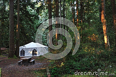 Tent in Lynn Valley Park Stock Photo